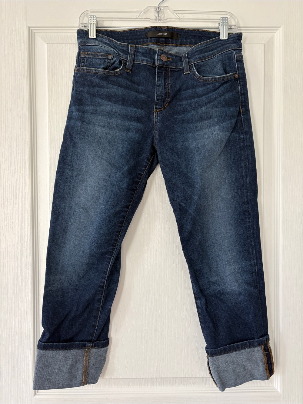 Joe's Jeans Slim Straight Dark Blue Cropped Denim Wide Cuff